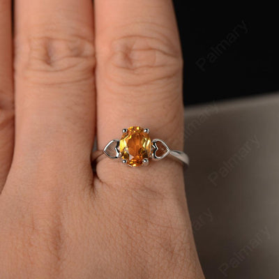 Oval Cut Citrine Rings With Heart - Palmary