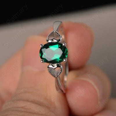 Oval Cut Emerald Rings With Heart - Palmary