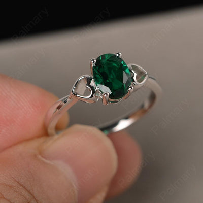 Oval Cut Emerald Rings With Heart - Palmary