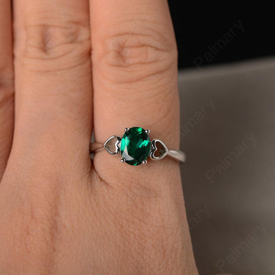 Oval Cut Emerald Rings With Heart - Palmary