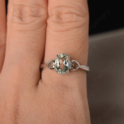 Oval Cut Green Amethyst Rings With Heart - Palmary