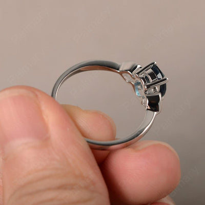 Oval Cut London Blue Topaz Rings With Heart - Palmary