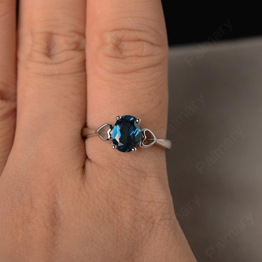 Oval Cut London Blue Topaz Rings With Heart - Palmary