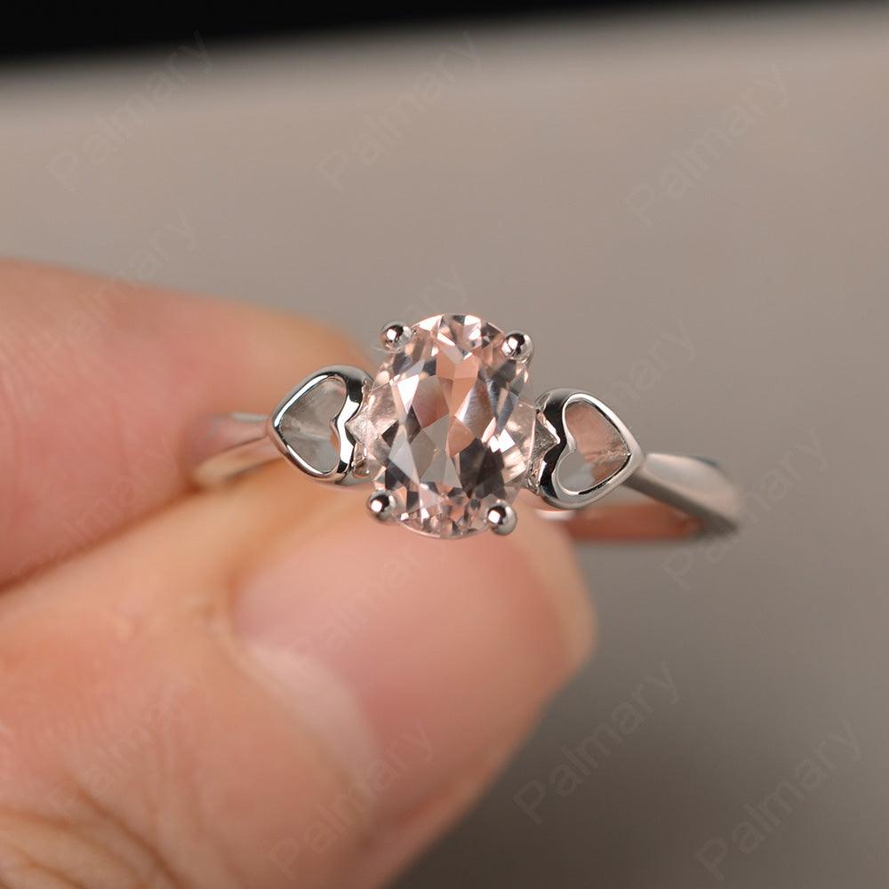 Oval Cut Morganite Rings With Heart - Palmary