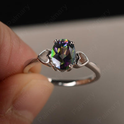 Oval Cut Mystic Topaz Rings With Heart - Palmary