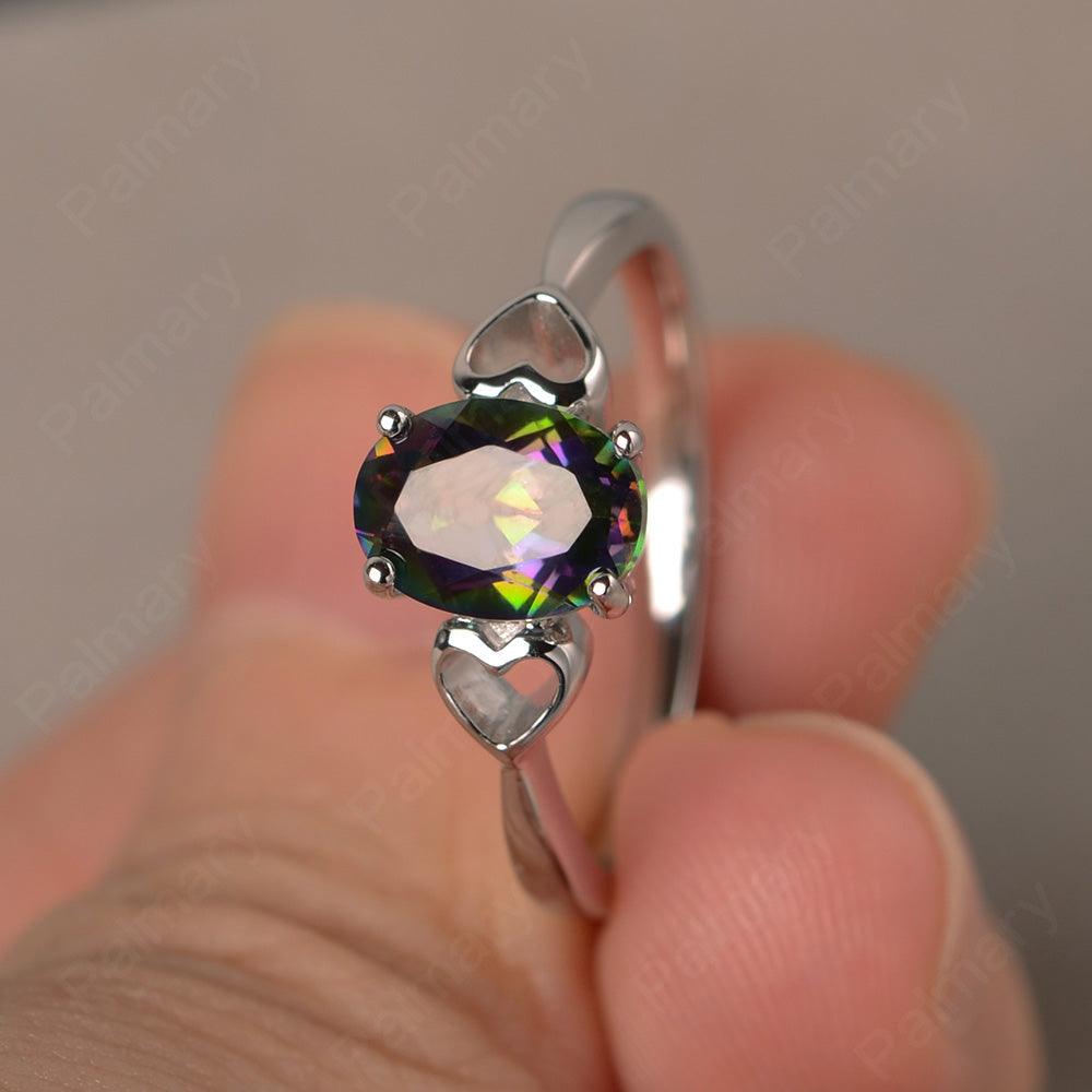 Oval Cut Mystic Topaz Rings With Heart - Palmary