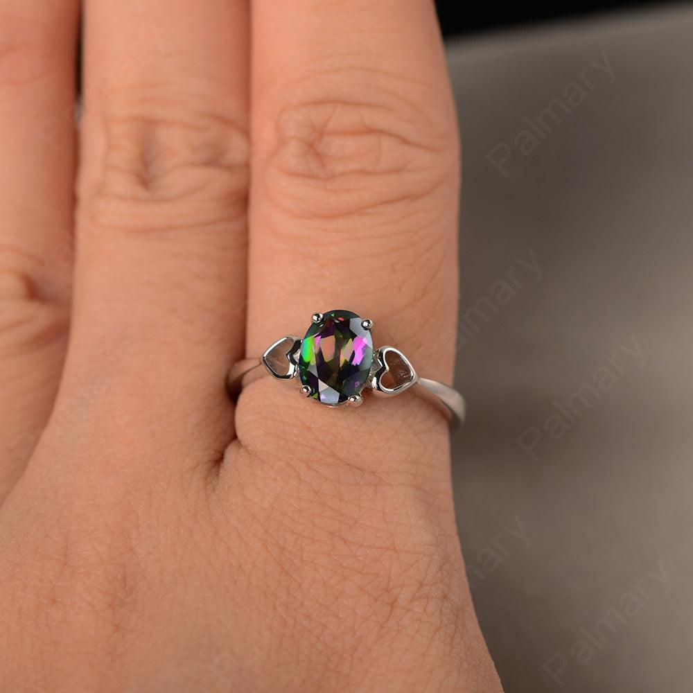 Oval Cut Mystic Topaz Rings With Heart - Palmary