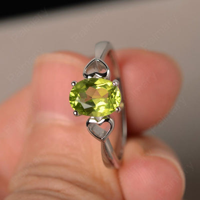 Oval Cut Peridot Rings With Heart - Palmary