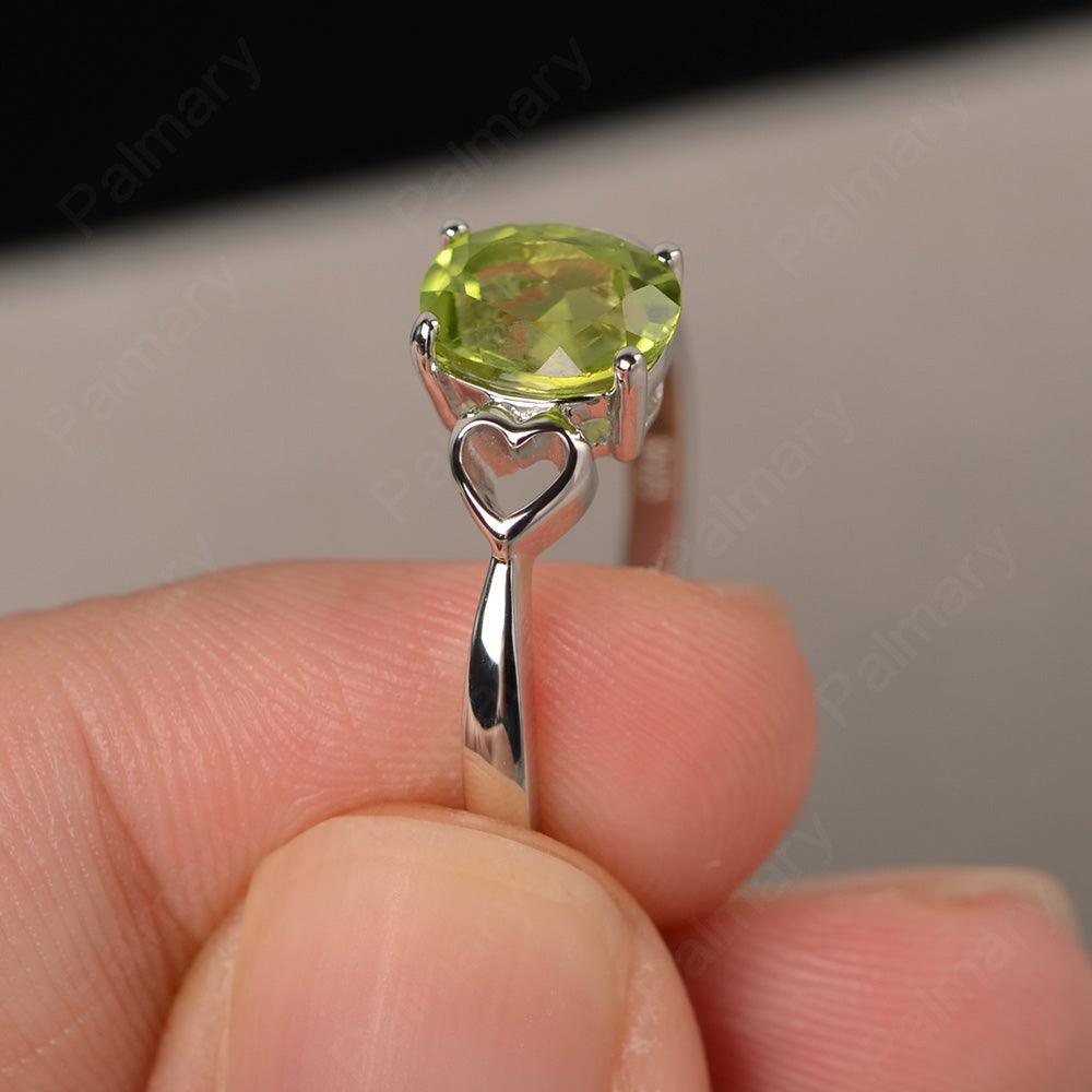 Oval Cut Peridot Rings With Heart - Palmary