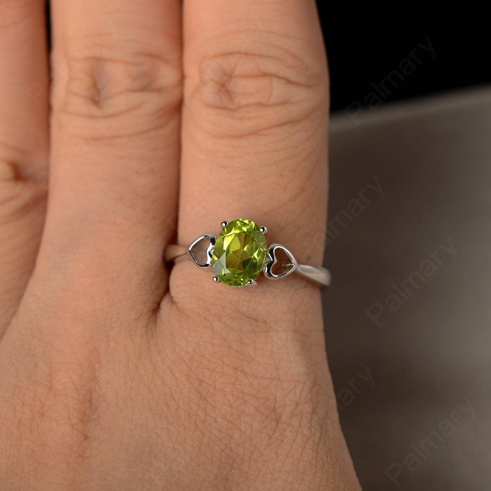 Oval Cut Peridot Rings With Heart - Palmary