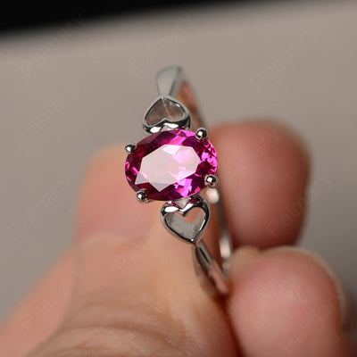 Oval Cut Ruby Rings With Heart - Palmary