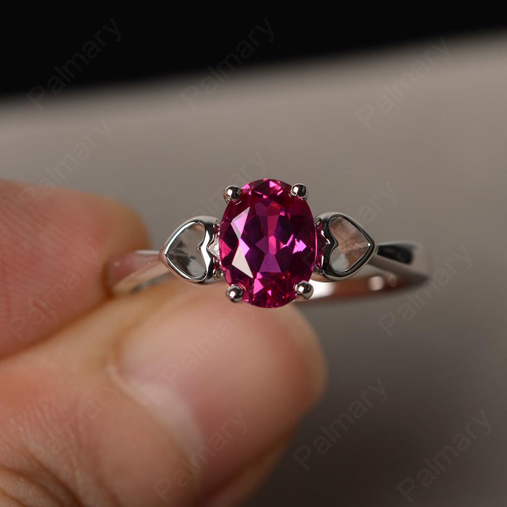 Oval Cut Ruby Rings With Heart - Palmary