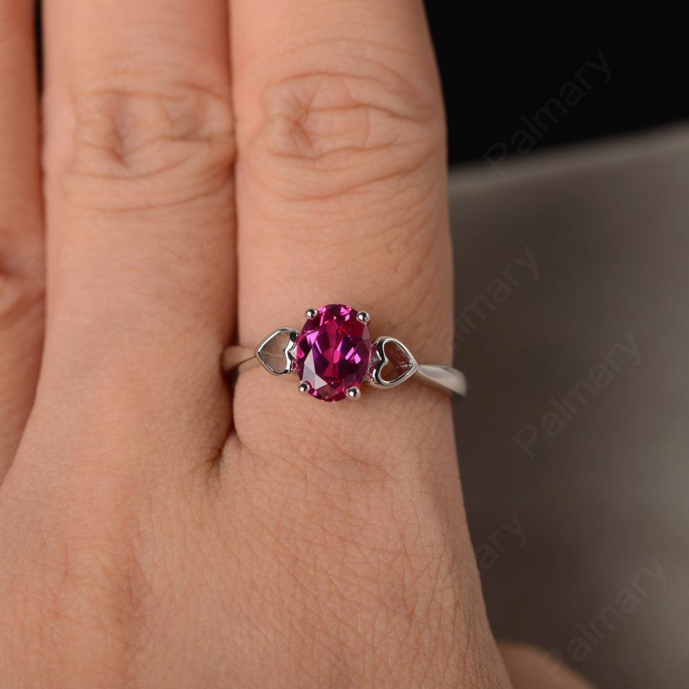 Oval Cut Ruby Rings With Heart - Palmary