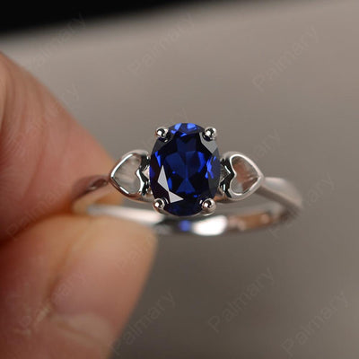 Oval Cut Sapphire Rings With Heart - Palmary