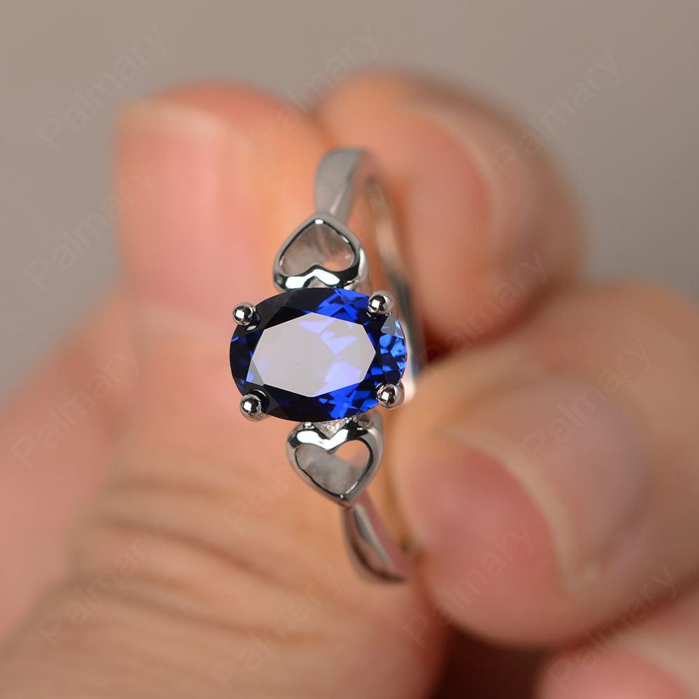 Oval Cut Sapphire Rings With Heart - Palmary