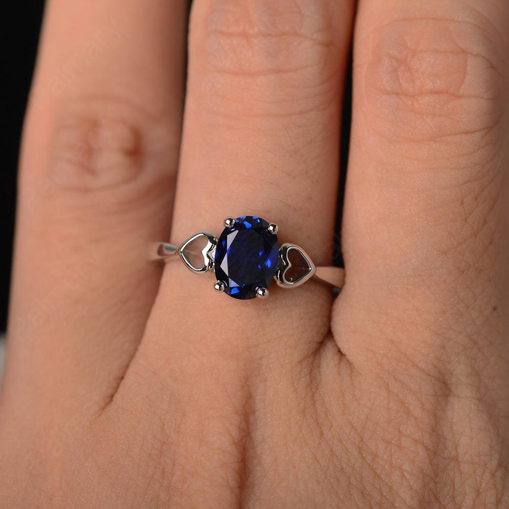 Oval Cut Sapphire Rings With Heart - Palmary