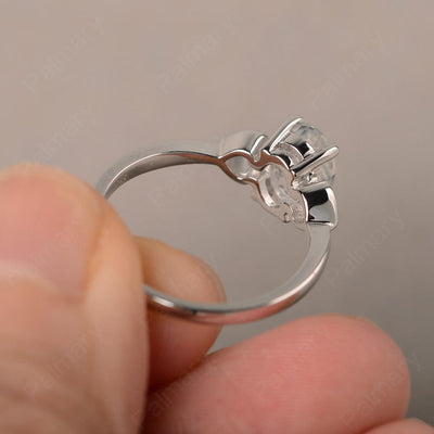 Oval Cut White Topaz Rings With Heart - Palmary