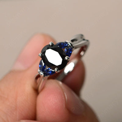 Oval Cut Black Spinel Vintage Engagement Rings - Palmary