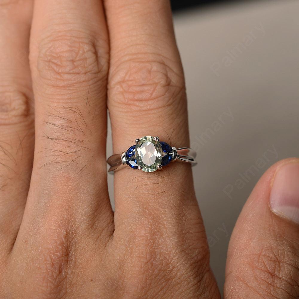 Oval Cut Green Amethyst Vintage Engagement Rings - Palmary