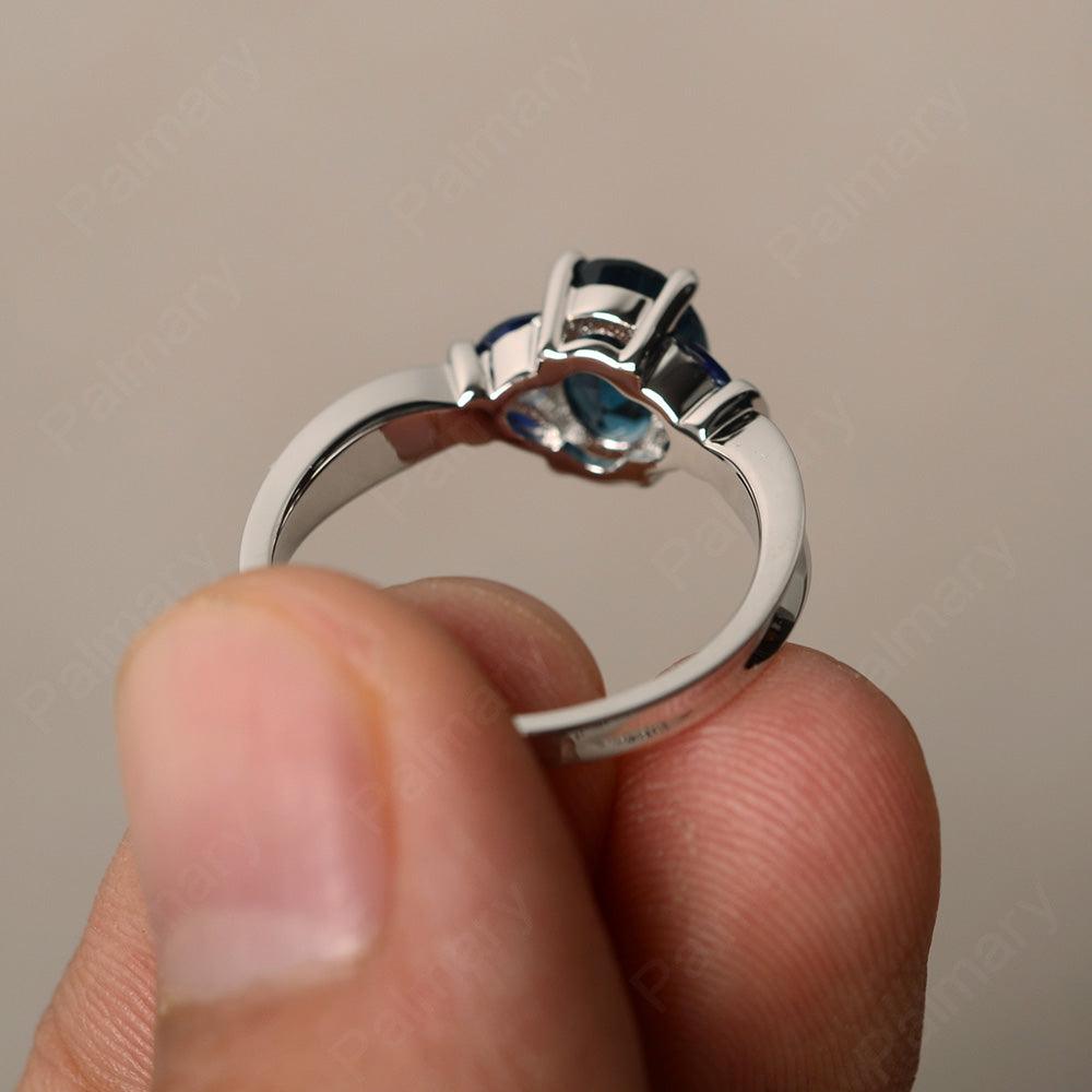 Oval Cut London Blue Topaz Vintage Engagement Rings - Palmary
