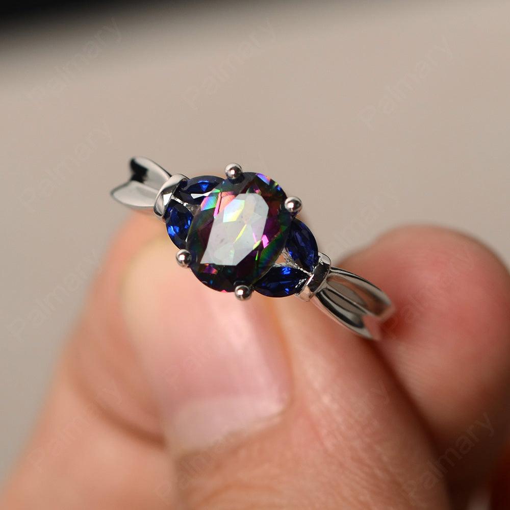 Oval Cut Mystic Topaz Vintage Engagement Rings - Palmary
