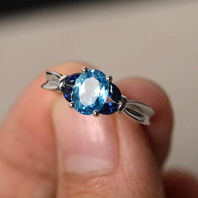Oval Cut Swiss Blue Topaz Vintage Engagement Rings - Palmary