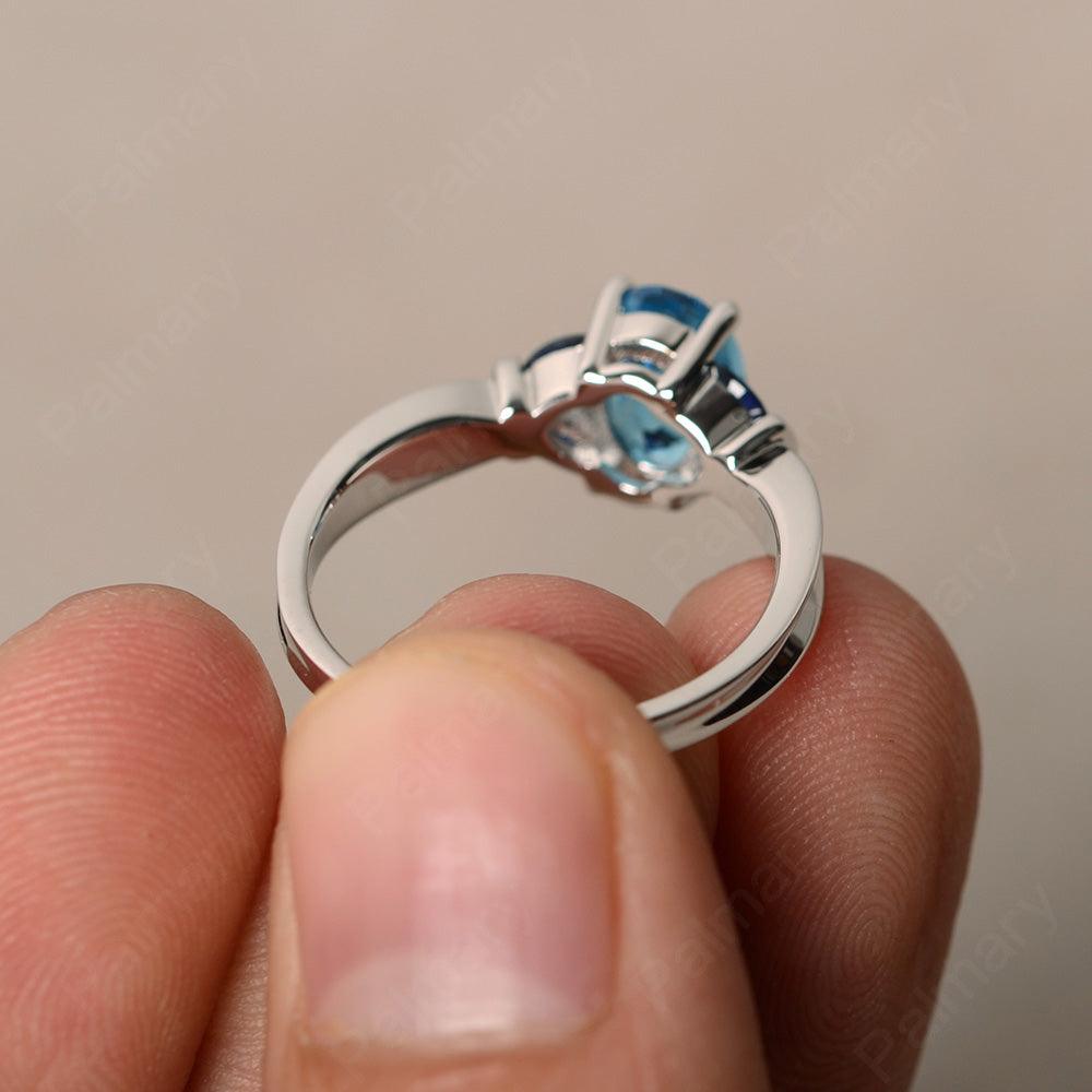 Oval Cut Swiss Blue Topaz Vintage Engagement Rings - Palmary