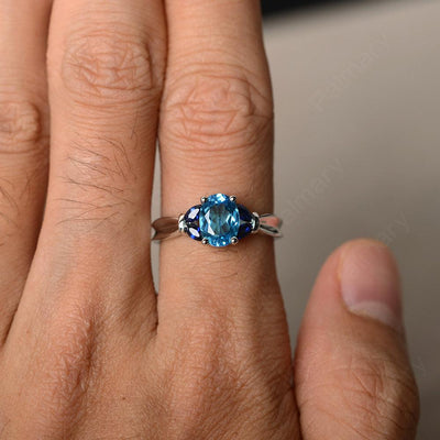 Oval Cut Swiss Blue Topaz Vintage Engagement Rings - Palmary