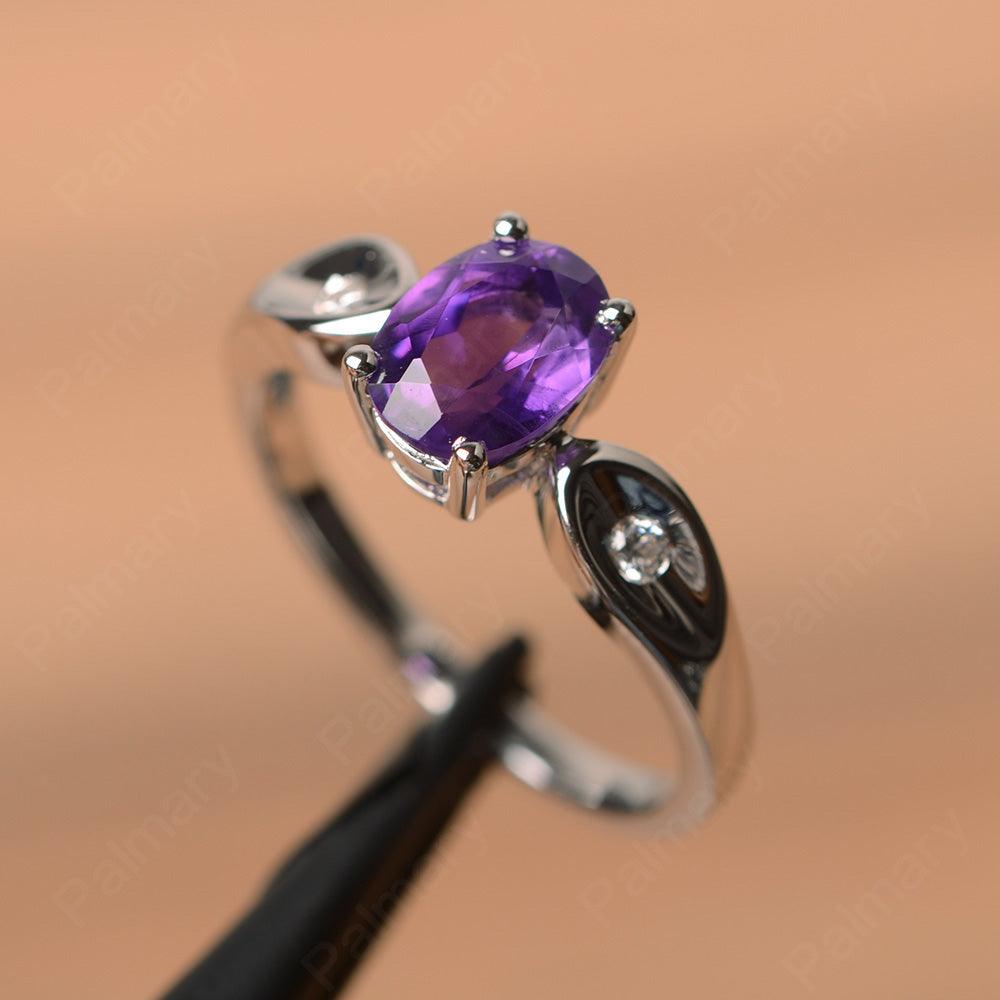Oval Cut Amethyst Wedding Rings - Palmary