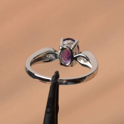 Oval Cut Amethyst Wedding Rings - Palmary