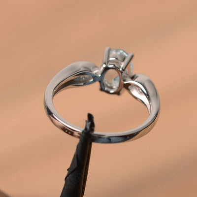 Oval Cut Aquamarine Wedding Rings - Palmary