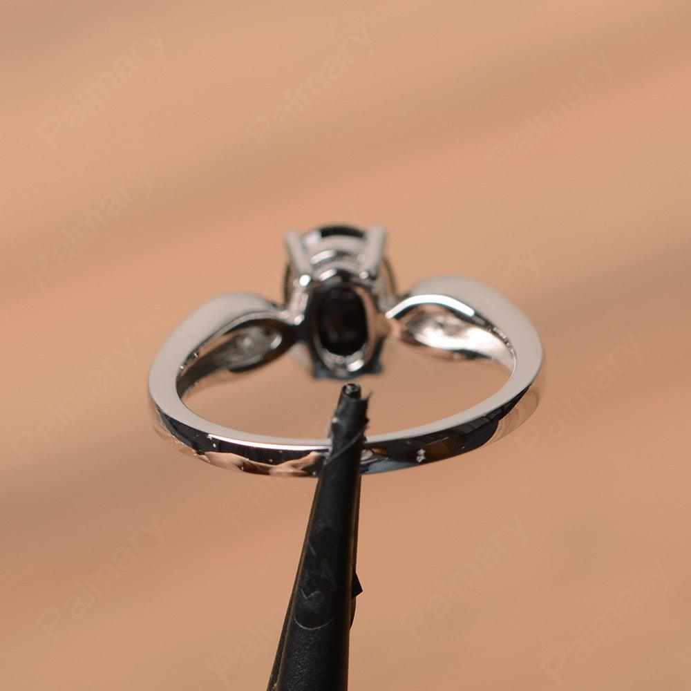 Oval Cut Black Spinel Wedding Rings - Palmary