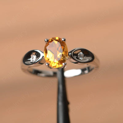 Oval Cut Citrine Wedding Rings - Palmary