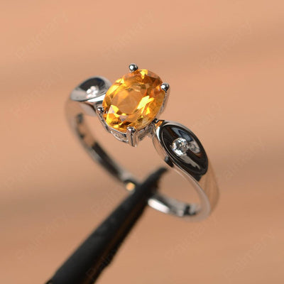 Oval Cut Citrine Wedding Rings - Palmary