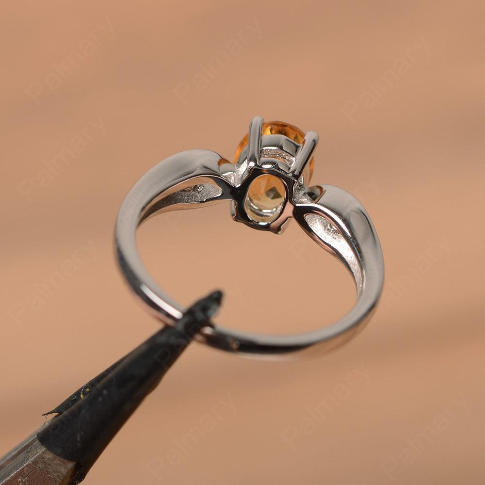 Oval Cut Citrine Wedding Rings - Palmary