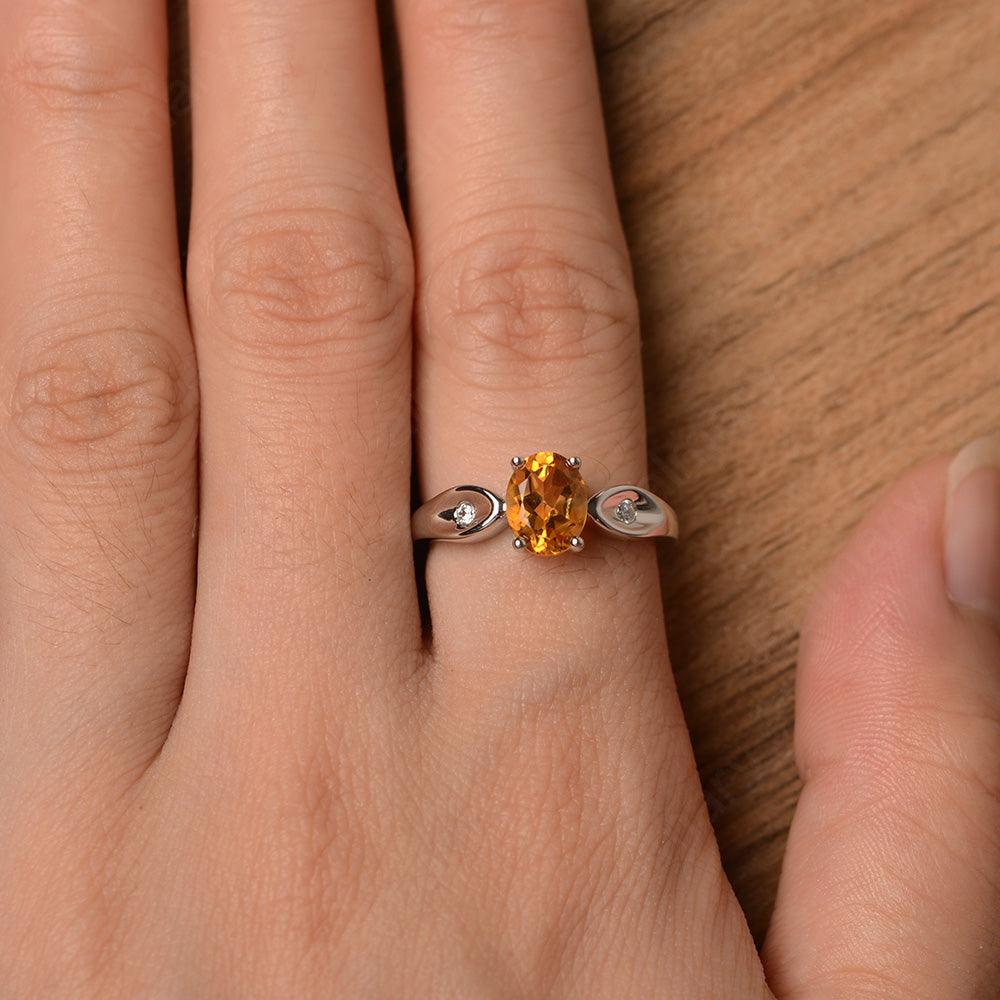Oval Cut Citrine Wedding Rings - Palmary