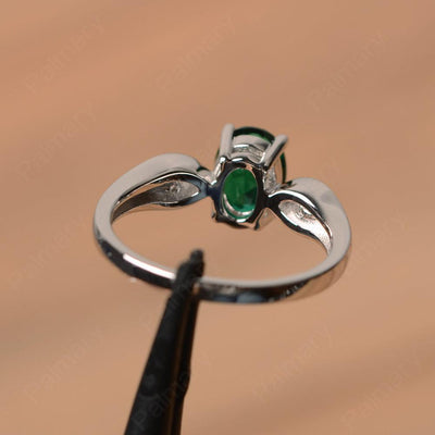 Oval Cut Emerald Wedding Rings - Palmary