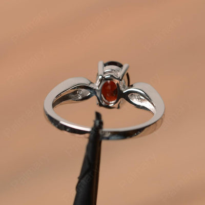 Oval Cut Garnet Wedding Rings - Palmary