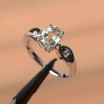 Oval Cut Green Amethyst Wedding Rings - Palmary