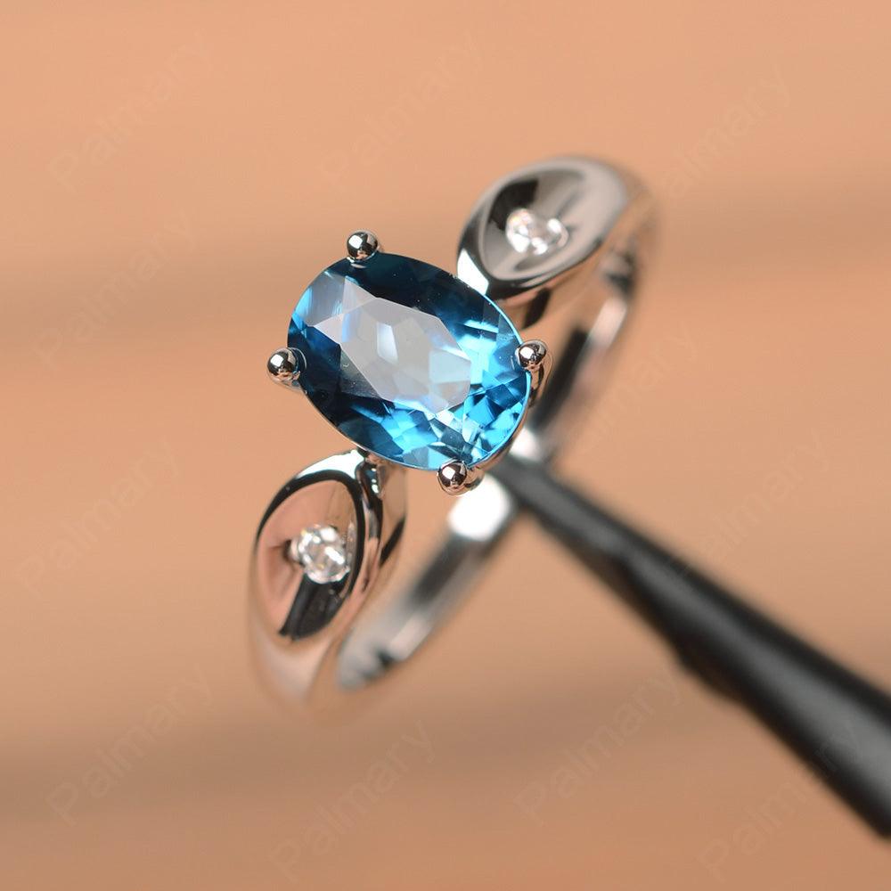 Oval Cut London Blue Topaz Wedding Rings - Palmary