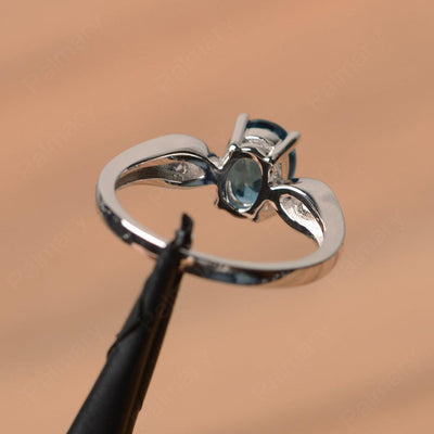 Oval Cut London Blue Topaz Wedding Rings - Palmary