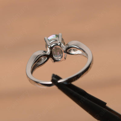 Oval Cut Mystic Topaz Wedding Rings - Palmary