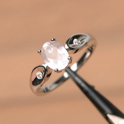 Oval Cut Rose Quartz Wedding Rings - Palmary
