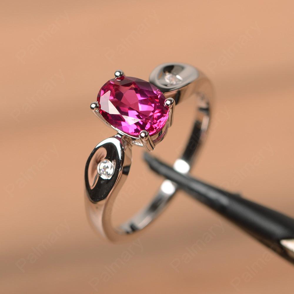Oval Cut Ruby Wedding Rings - Palmary