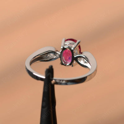 Oval Cut Ruby Wedding Rings - Palmary