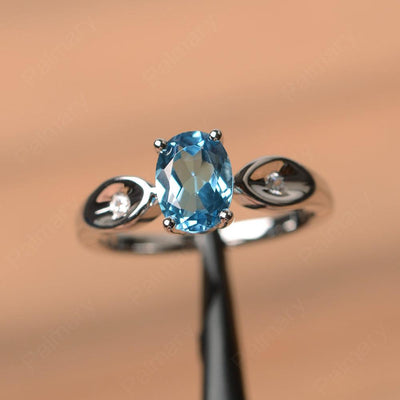 Oval Cut Swiss Blue Topaz Wedding Rings - Palmary