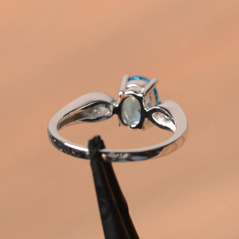 Oval Cut Swiss Blue Topaz Wedding Rings - Palmary