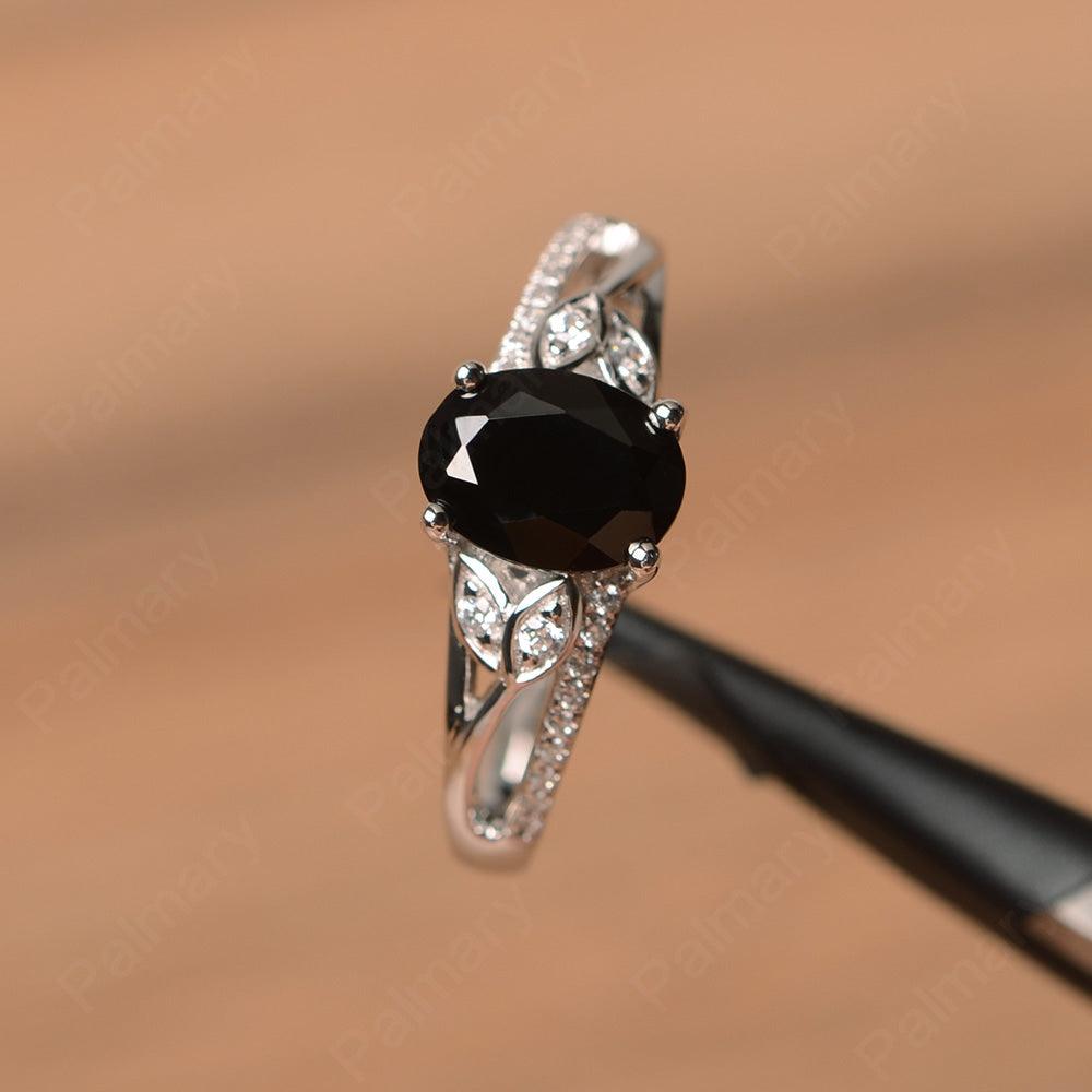 Oval Cut Black Spinel Engagement Rings - Palmary