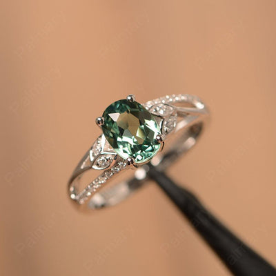 Oval Cut Green Sapphire Engagement Rings - Palmary