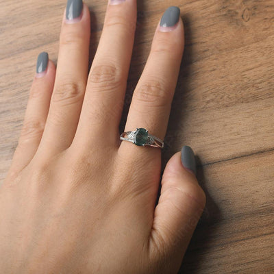 Oval Cut Moss Agate Engagement Rings - Palmary